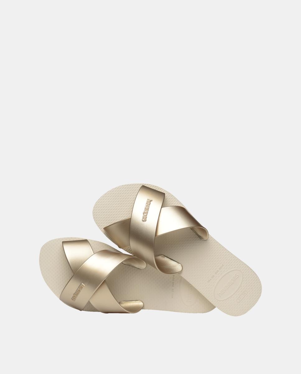 Sandália Mulher Hav. Aqua Metallic Beige 412 Havaianas Prateado-4