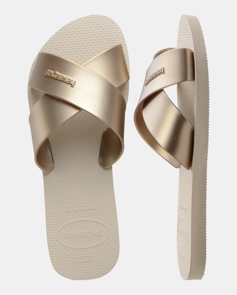 Sandália Mulher Hav. Aqua Metallic Beige 412 Havaianas Prateado-5
