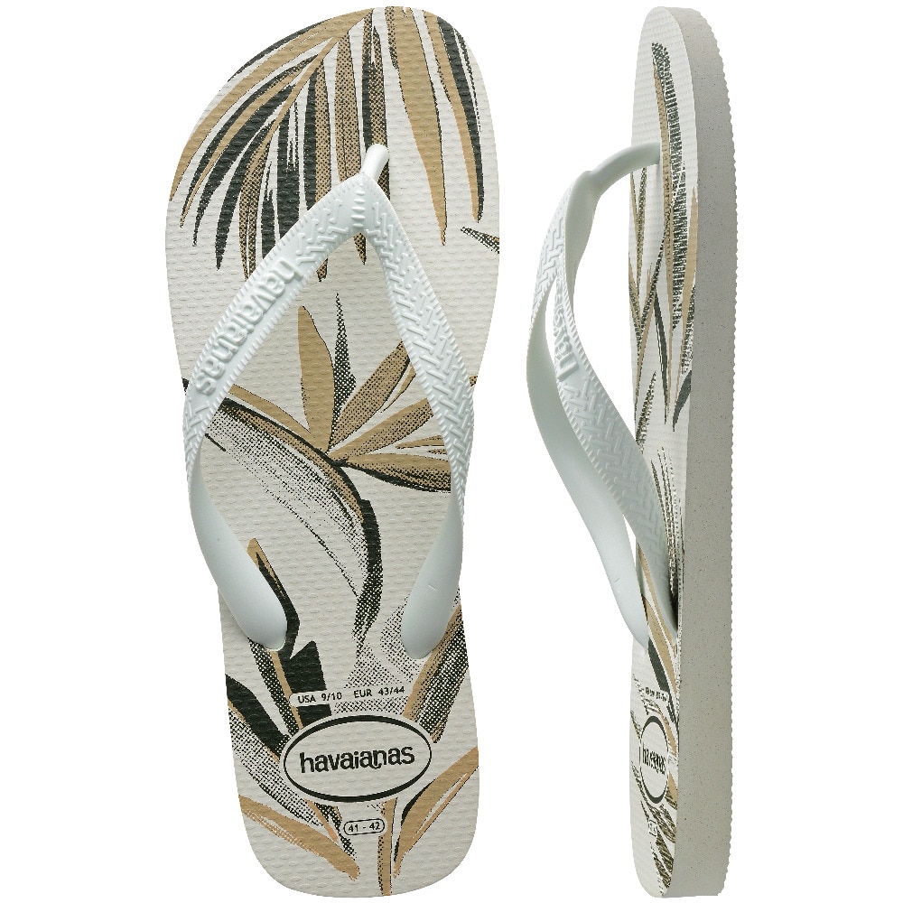 Chinelos de Homem Hav. Aloha White/White/Green Olive 456 Estampado/Branco-4