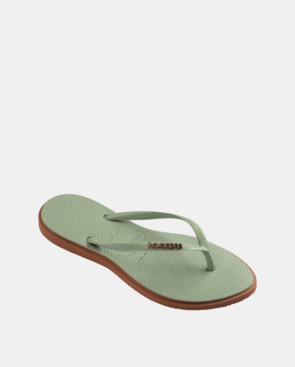 Chinelos Mulher Slim Point Havaianas Verde / Castanho-2