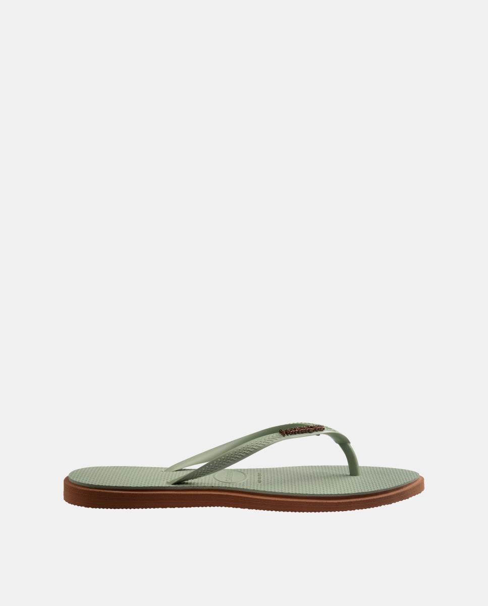 Chinelos Mulher Slim Point Havaianas Verde / Castanho-3