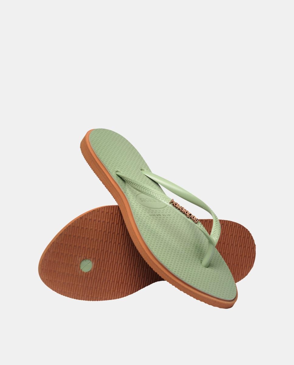 Chinelos Mulher Slim Point Havaianas Verde / Castanho-4