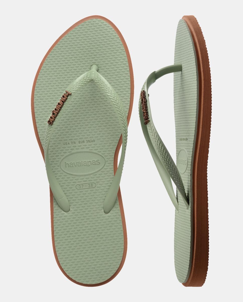 Chinelos Mulher Slim Point Havaianas Verde / Castanho-5