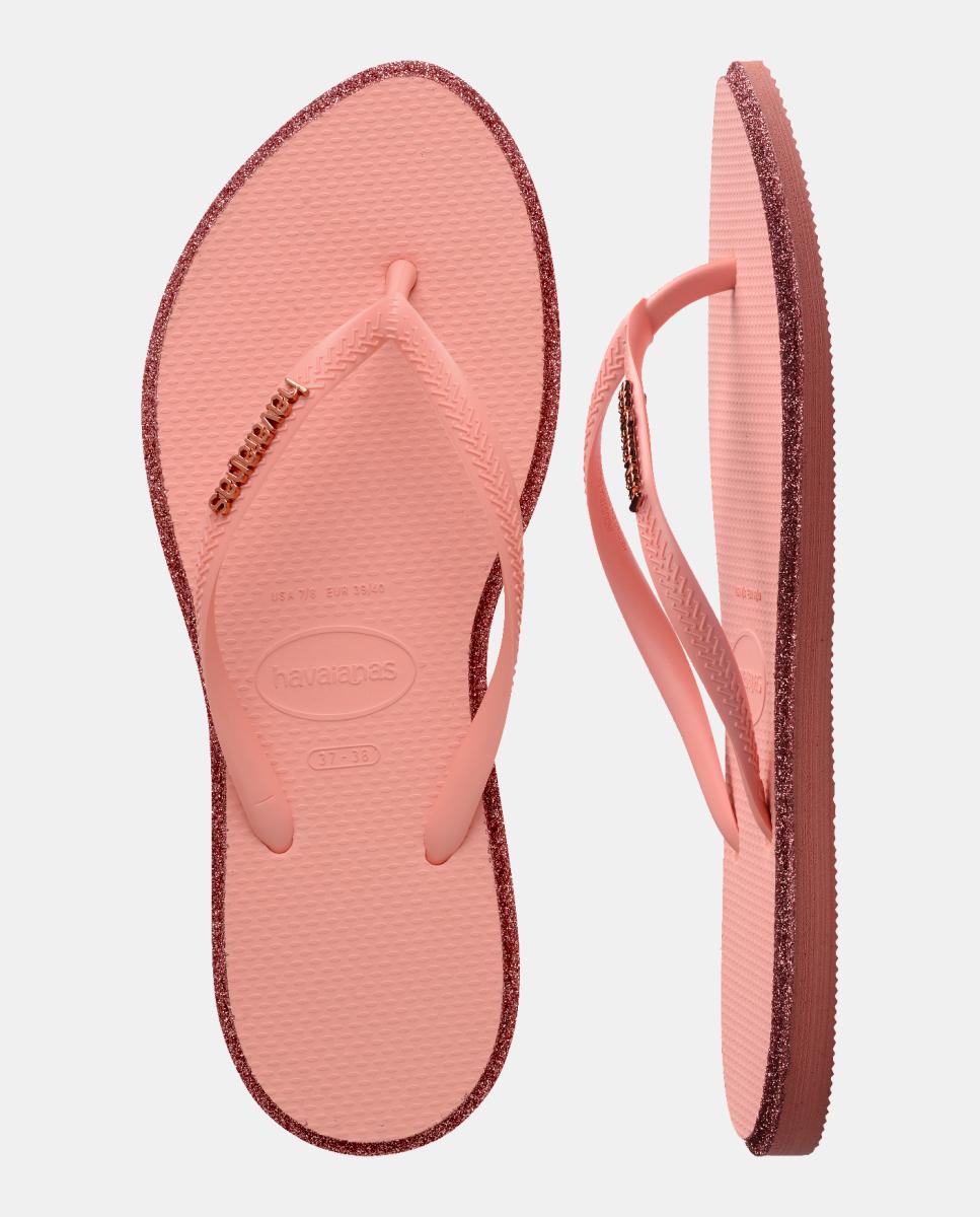Chinelos Mulher Slim Point Glitter Havaianas Coral-5
