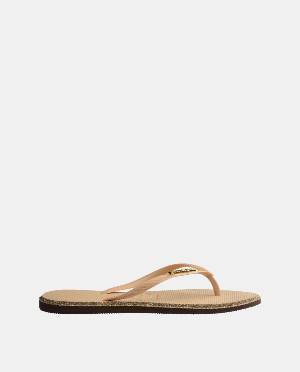 Chinelos Mulher Slim Point Glitter Havaianas Bege-3