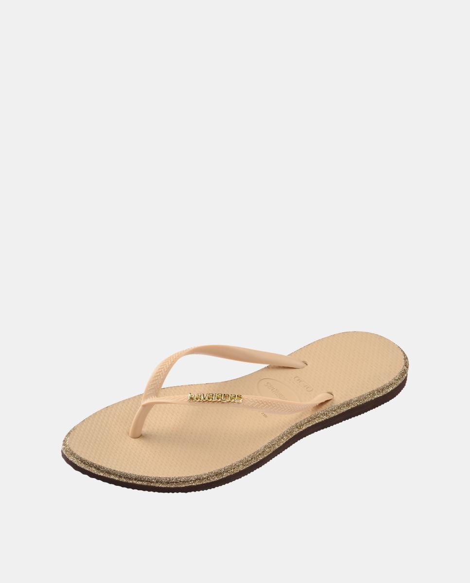Chinelos Mulher Slim Point Glitter Havaianas Bege-6