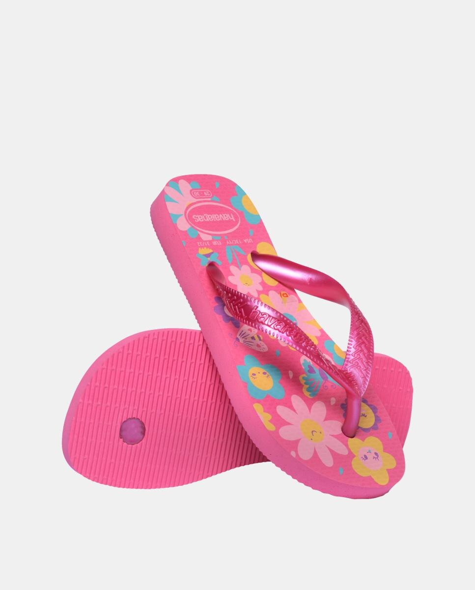 Chinelos Criança Flores Havaianas Rosa-4