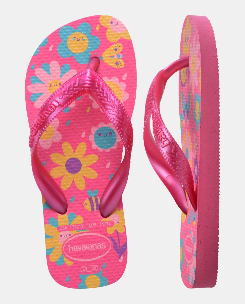 Chinelos Criança Flores Havaianas Rosa-5