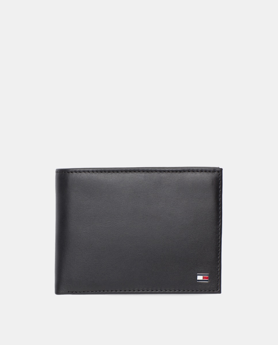 Carteira com Acabamento Liso e em Pele - Preto Preto-1