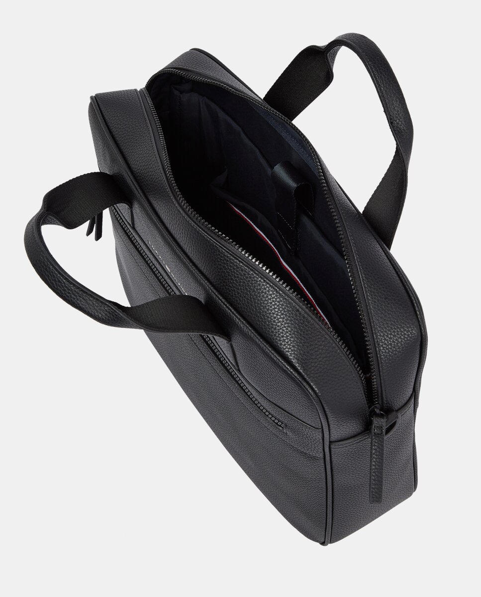 Pasta Granulada com Fecho de Correr e Espaço para Portátil - Preto Preto-5