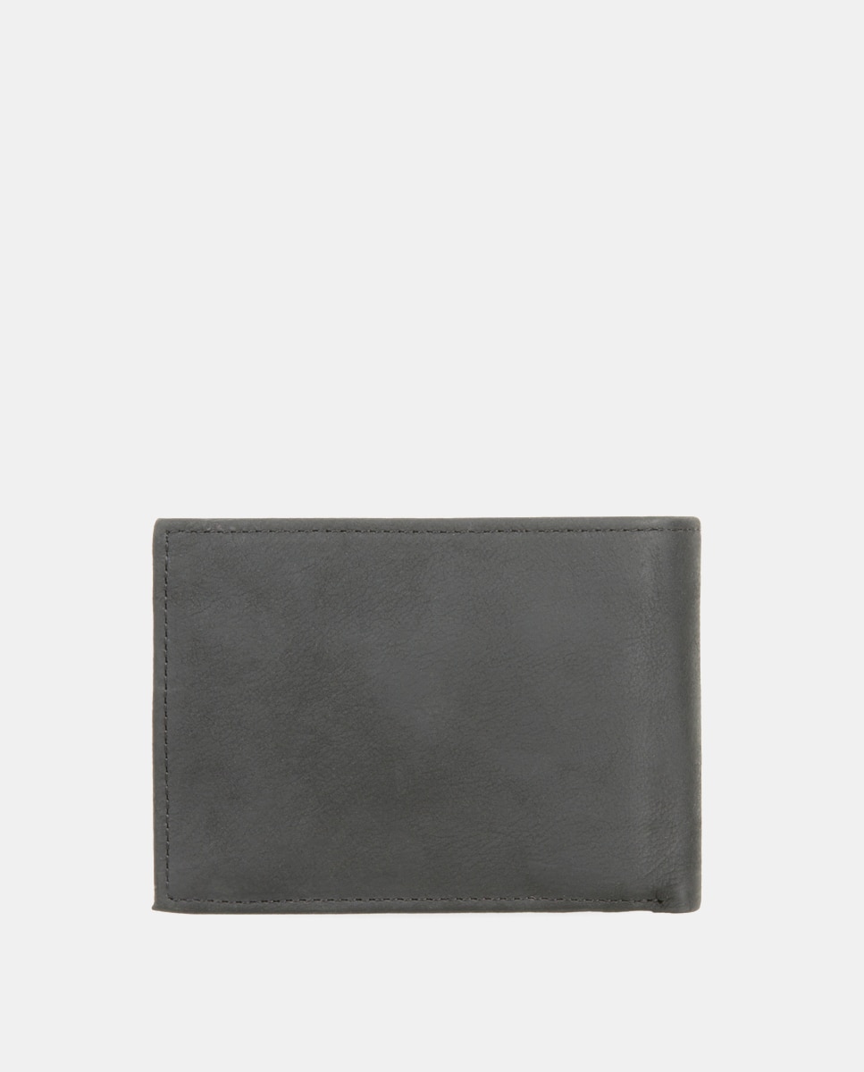 Carteira com Monograma e em Pele - Preto Preto-2