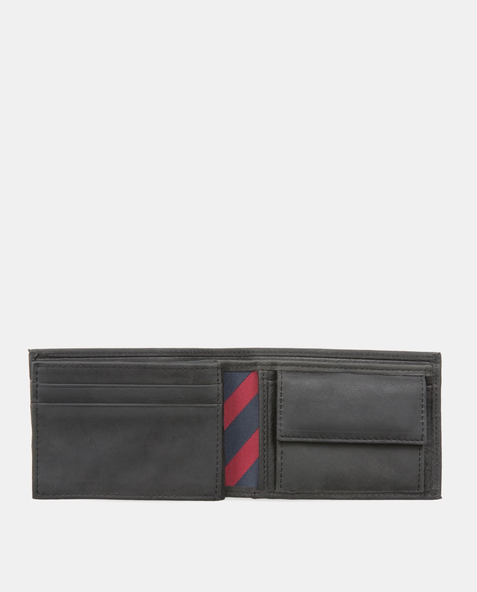 Carteira com Monograma e em Pele - Preto Preto-3