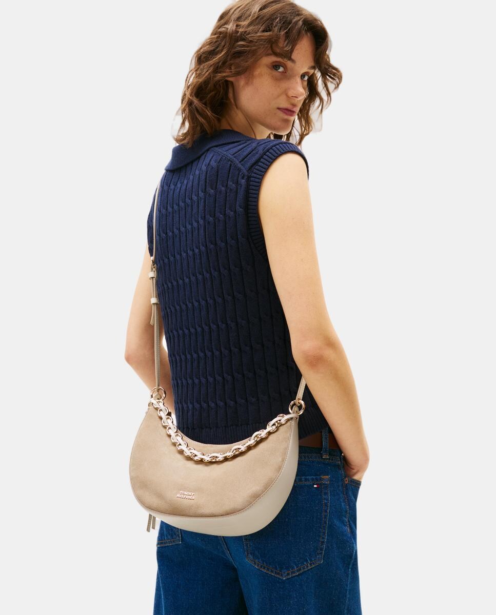 Bolso Bandolera Pequeña De Mujer TOMMY HILFIGER Beige Aw0aw157010 | Entregas En 24h