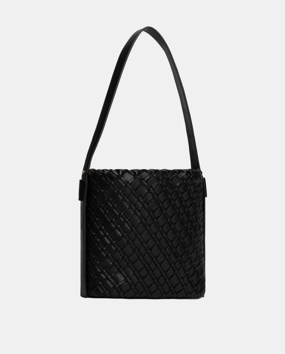 Mala de Ombro Entrançada - Preto Preto-4
