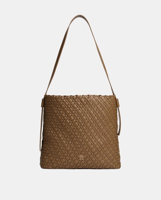 Imagen 0 de Bolso estilo hobo maxi de mujer en color marrón de Tommy Hilfiger