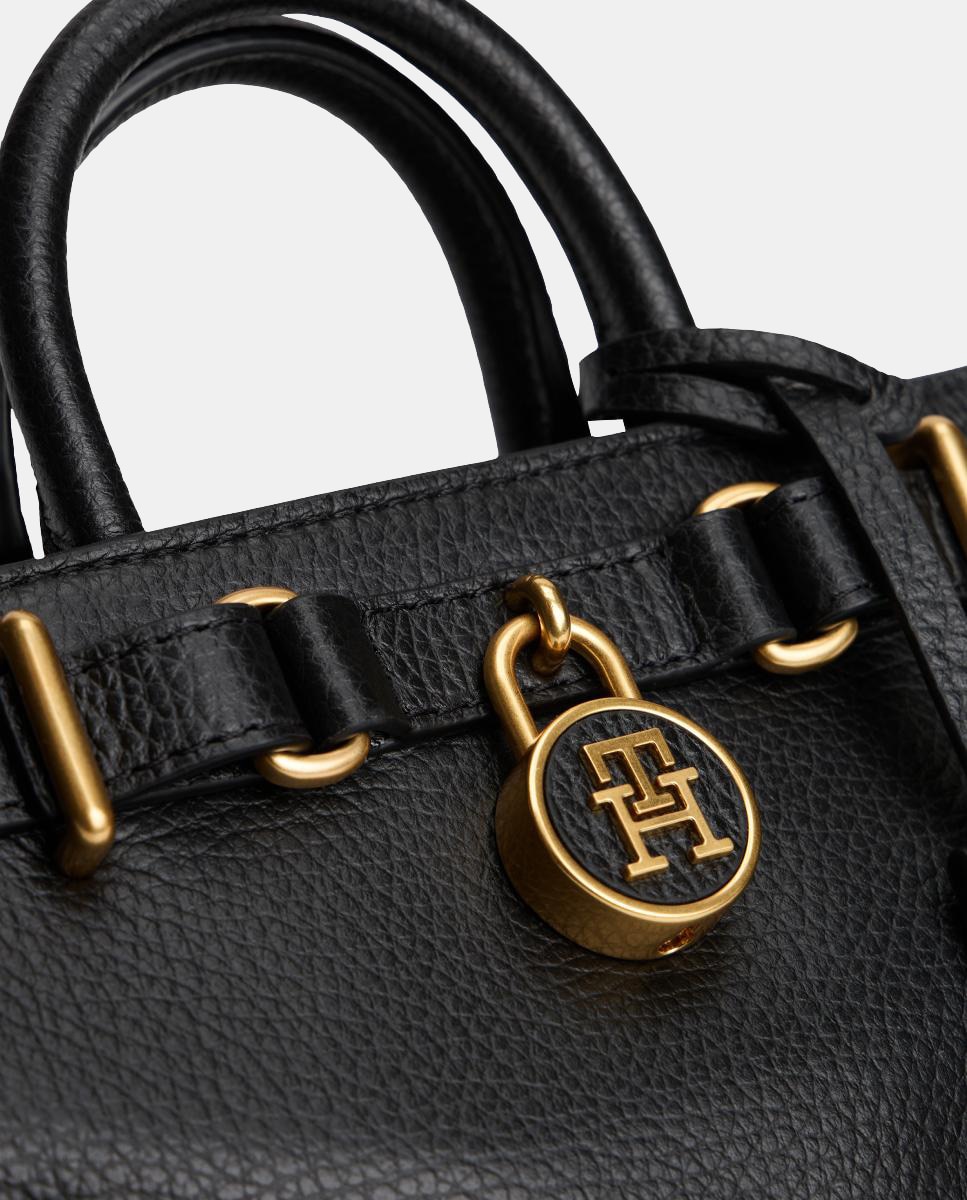 Micro Mala Tipo Tote Icon Leather - Preto Preto-5