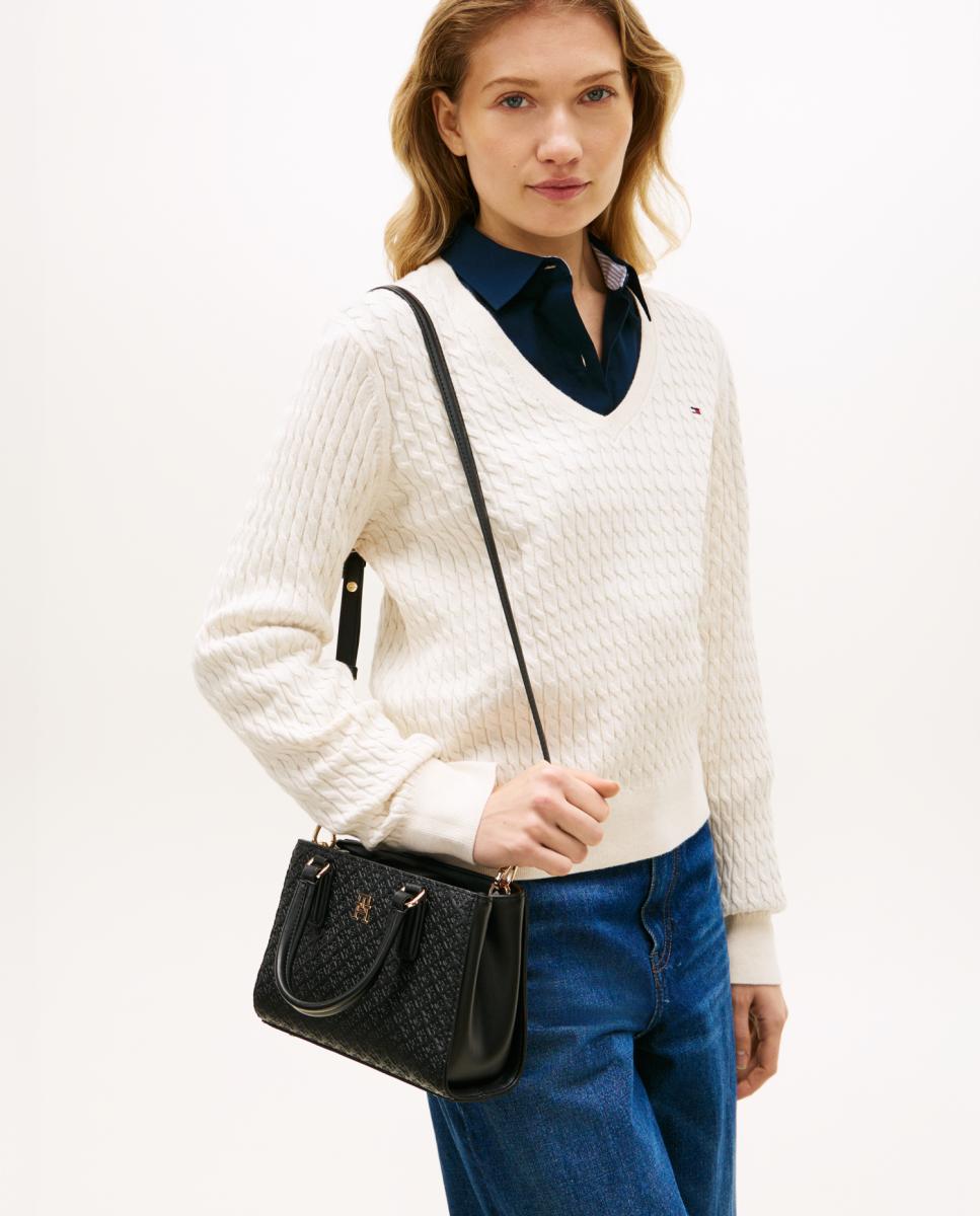 Mini Mala Tipo Tote TH Daily Mono - Preto Preto-2