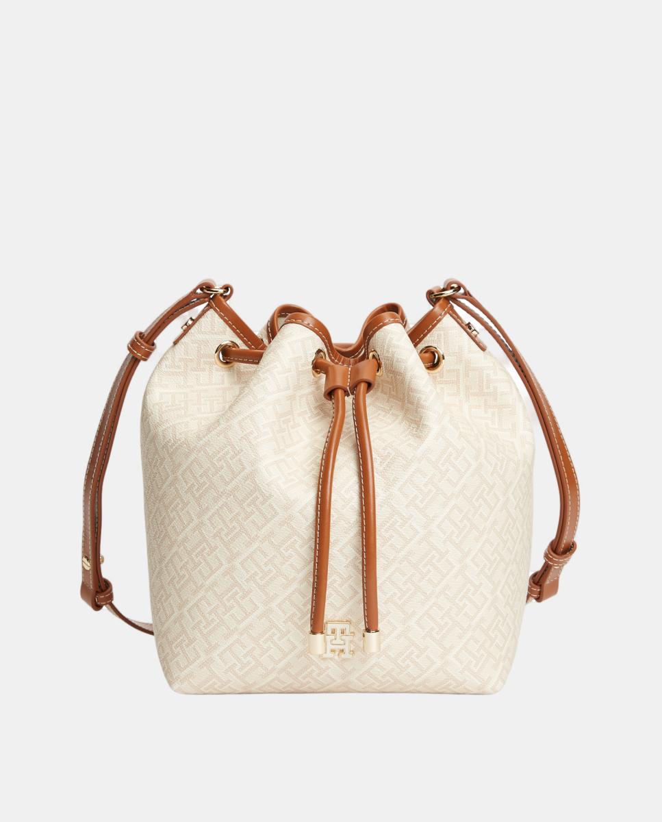 Imagem 0 de Mala Tipo Bucket em Cor Bege da Tommy Hilfiger