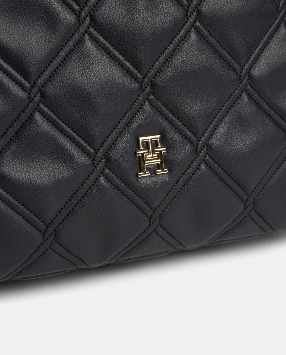 Mala Tipo Tote com Efeito Acolchoado Preto-3