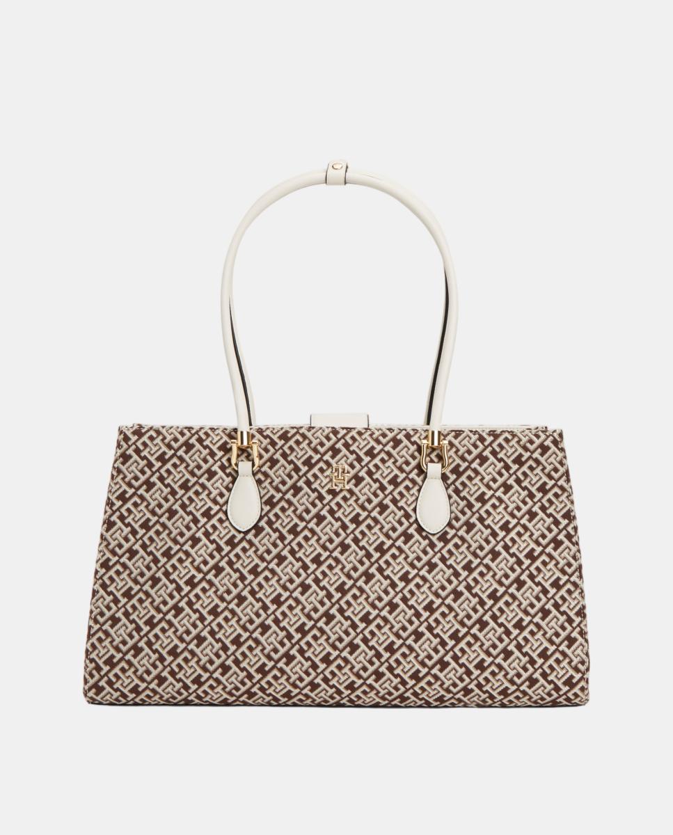 Imagem 0 de Mala Tipo Satchel com Estampado de Monograma