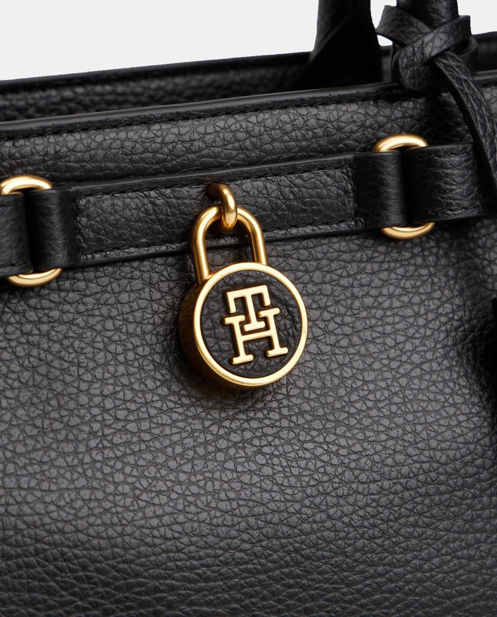 Mala Tipo Tote Mini Confecionada em Pele Preto-4