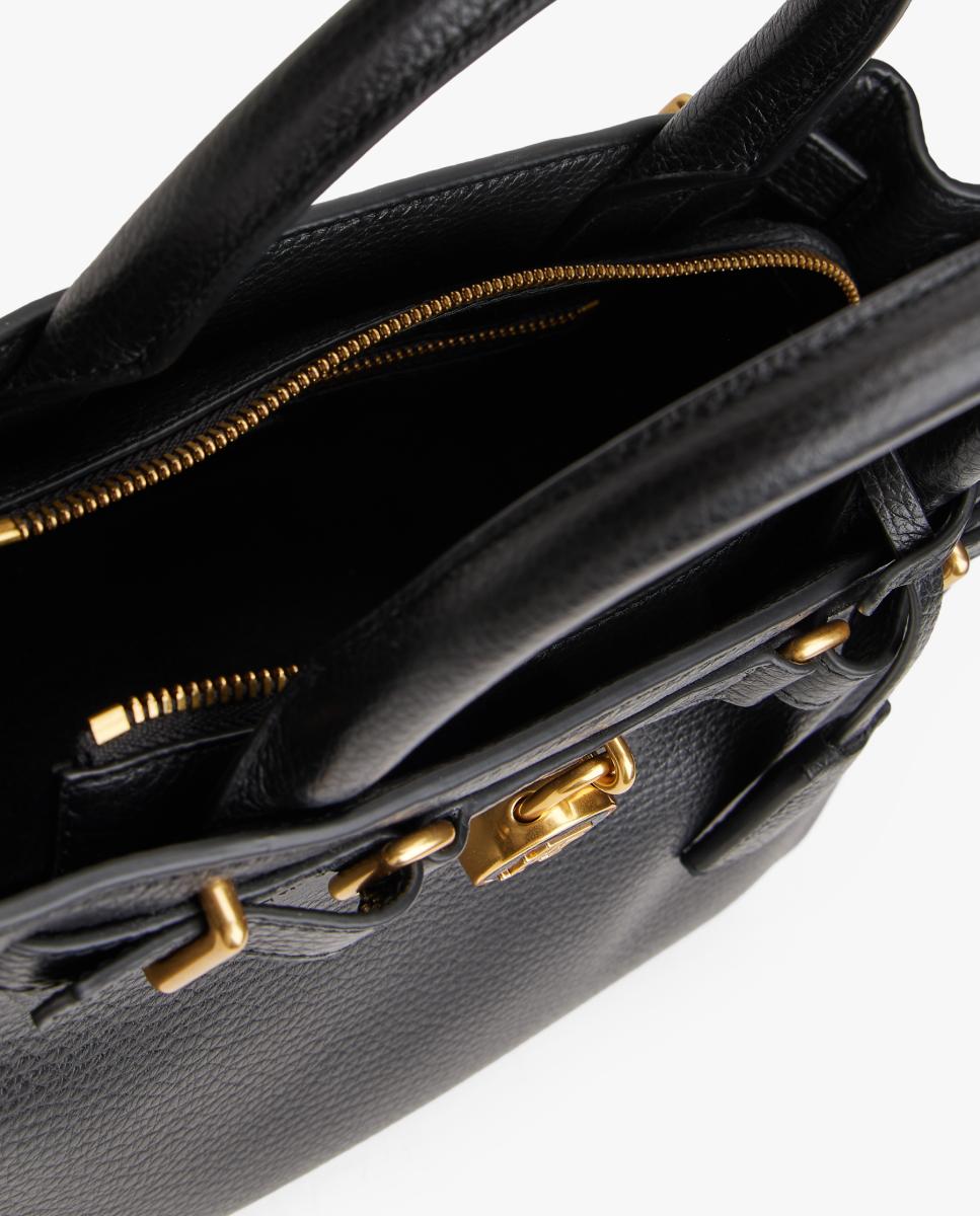 Mala Tipo Tote Mini Confecionada em Pele Preto-6