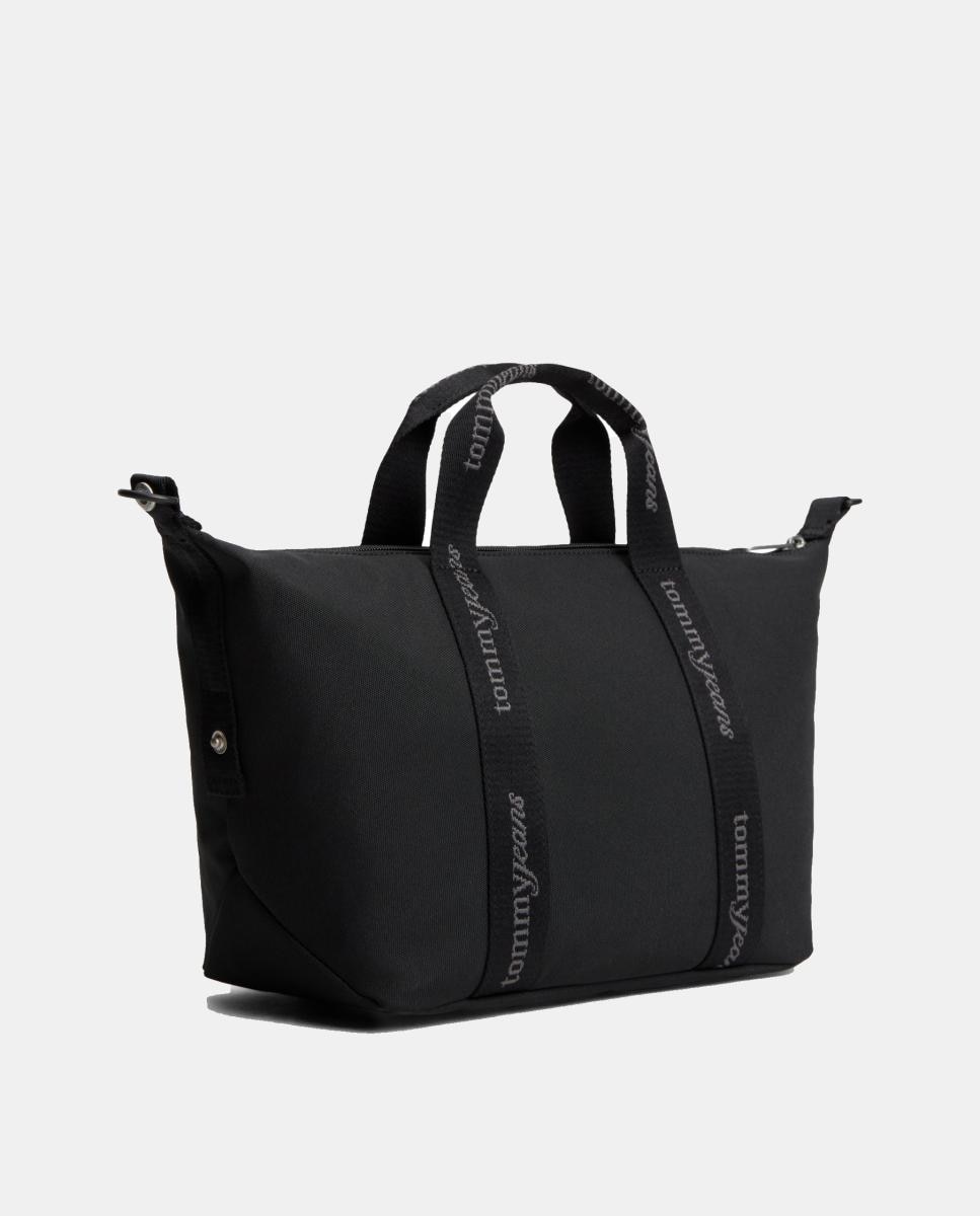 Mala Tipo Tote Mini Confecionada em Tecido Preto-2