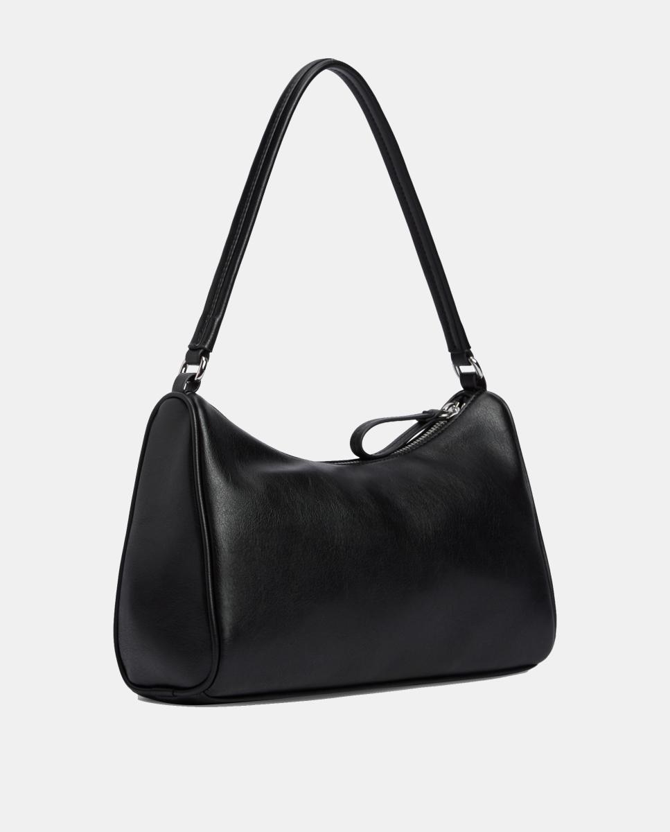 Mala Tipo Shoulder Bag Confecionada em Ecopele Preto-2