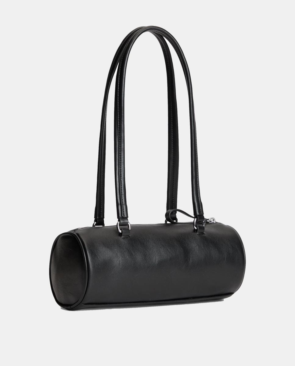 Mala Tipo Shoulder Bag Confecionada em Ecopele Preto-2