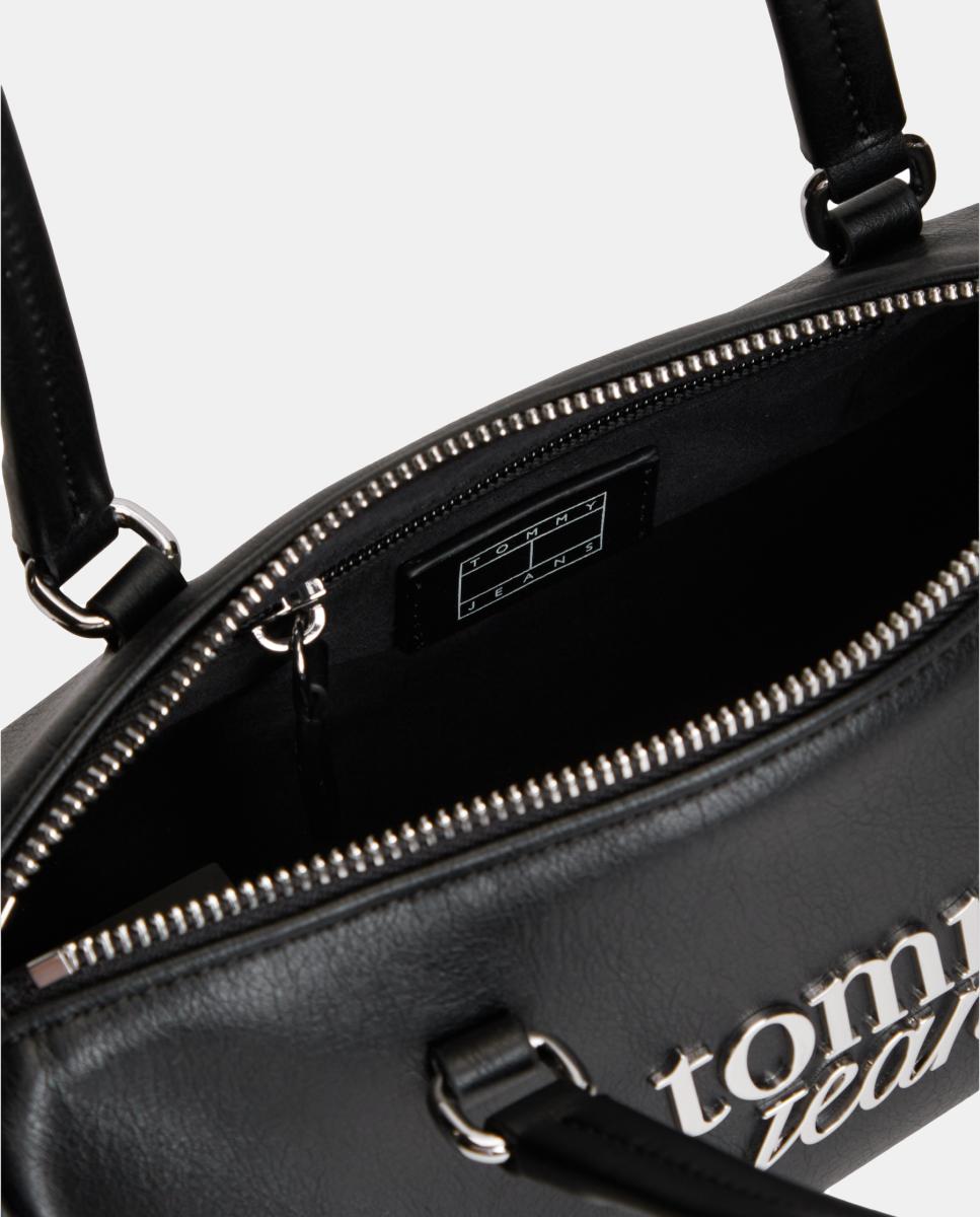 Mala Tipo Shoulder Bag Confecionada em Ecopele Preto-4