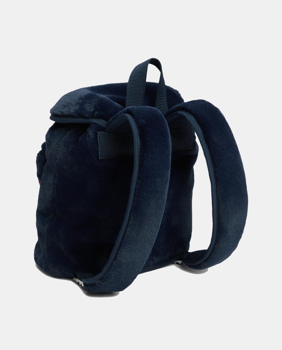 Mochila Confecionada em Tecido com Efeito de Pelo Azul-marinho-2