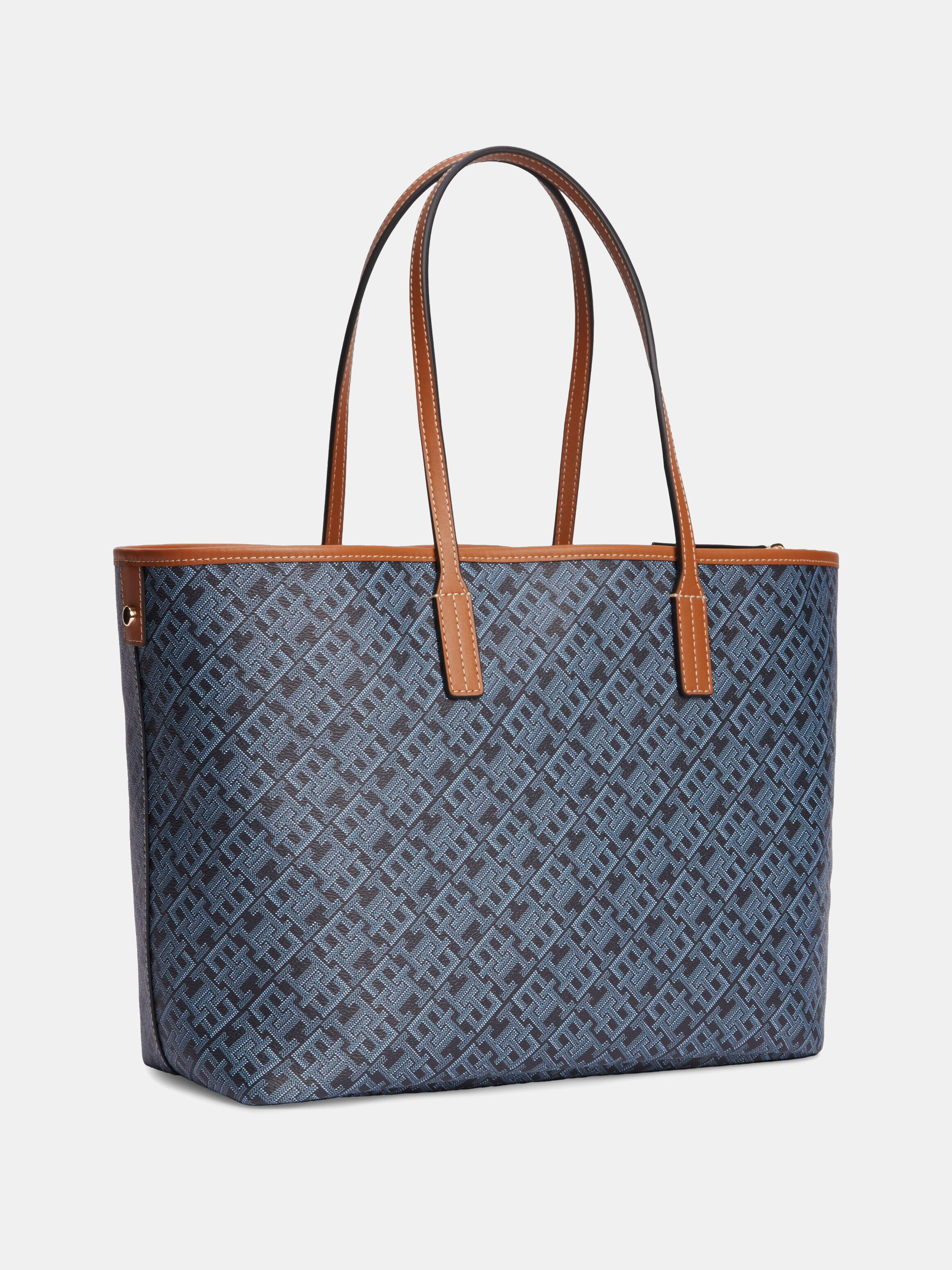 Mala Tipo Tote Confecionada em Ecopele com Detalhes em Pele Azul-marinho-2