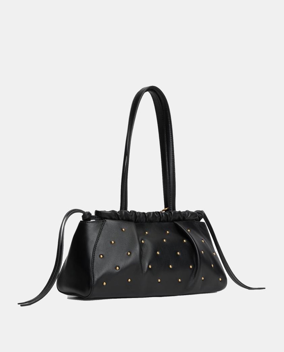 Mala Tipo Shoulder Bag Confecionada em Pele Preto-2