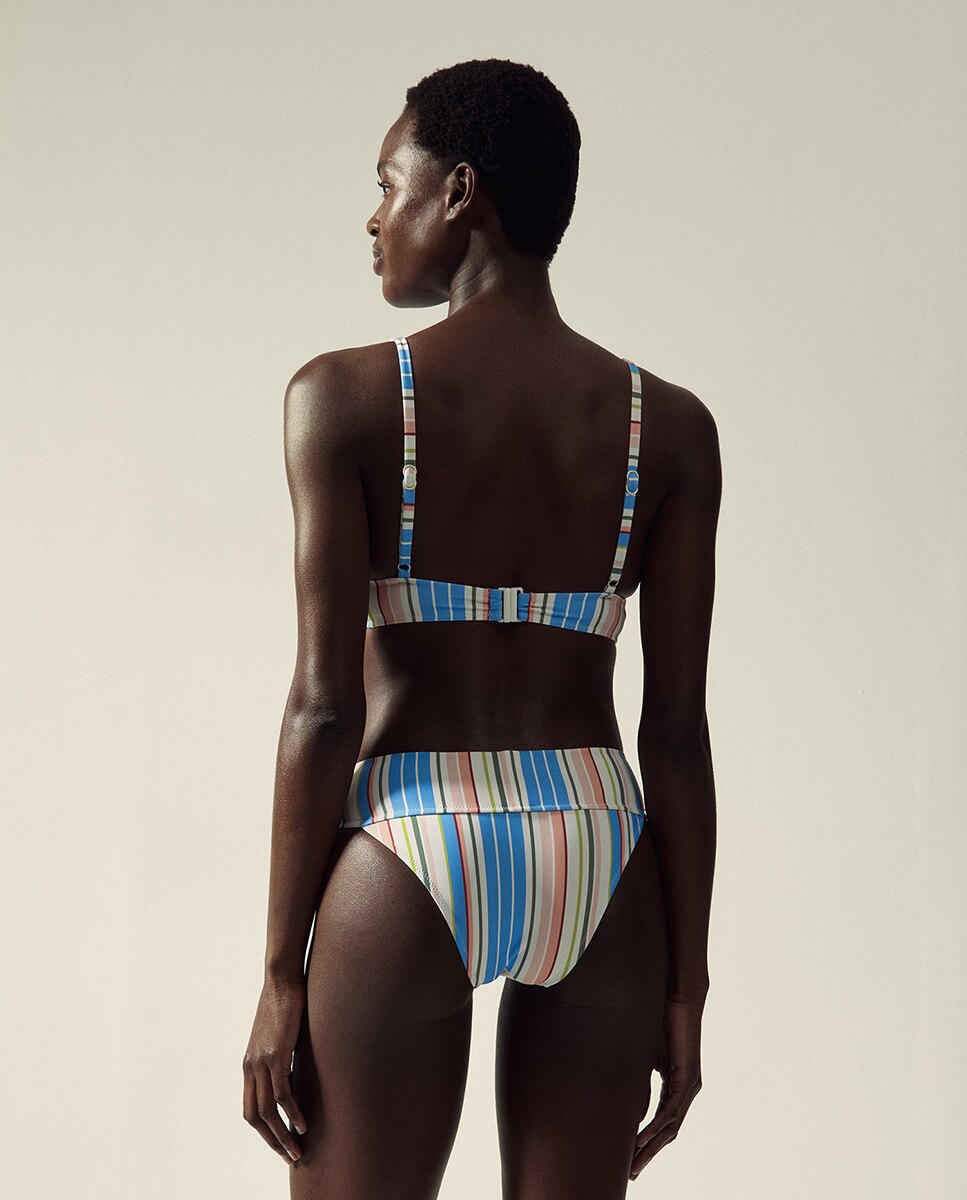 Top às Riscas Halter Azul-6
