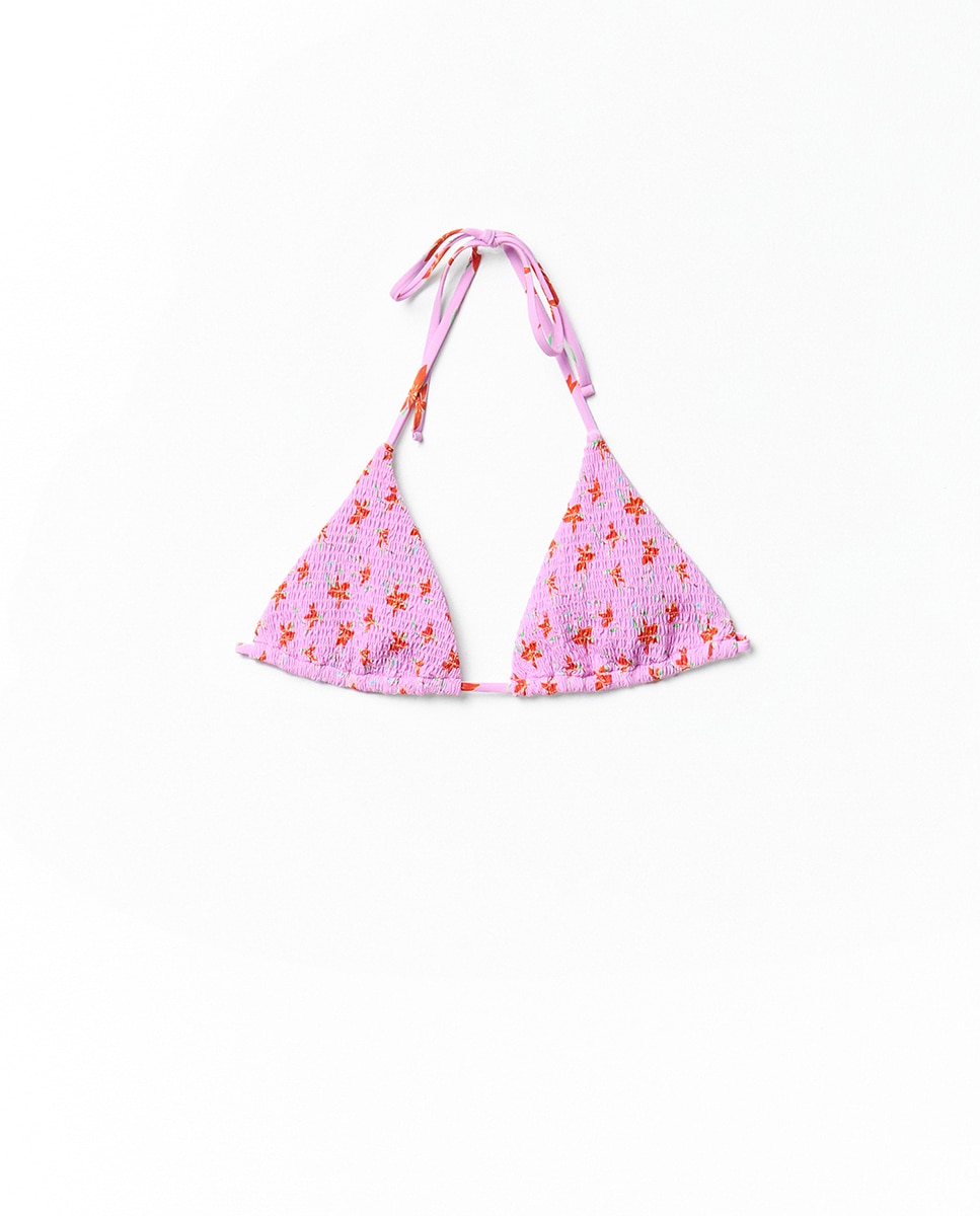 Top Triangular com Flores Rosa-6
