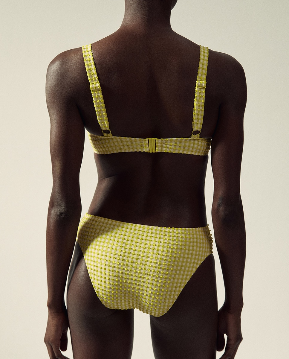Cueca Vichy com Franzidos Amarelo-6