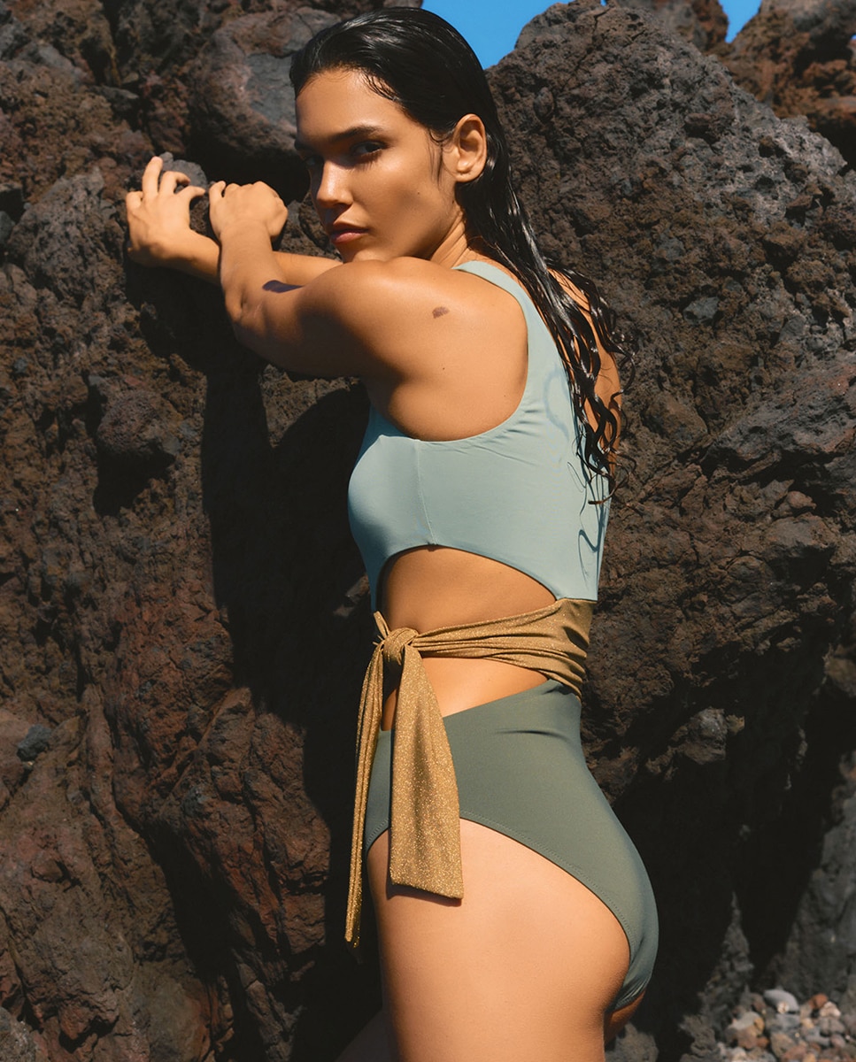 Fato de Banho Tricolor Caqui-3