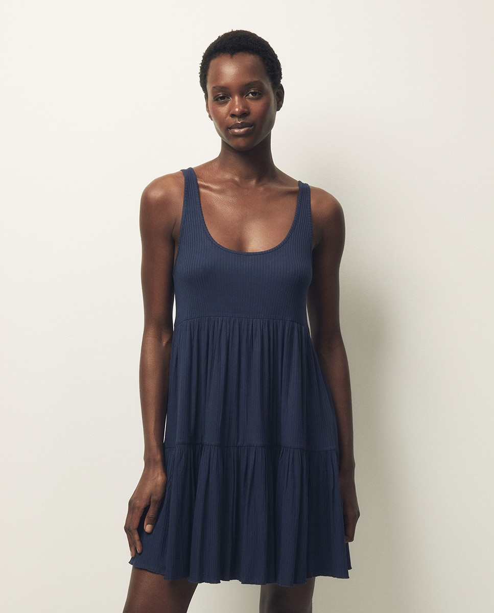 Vestido curto liso Marinho-2