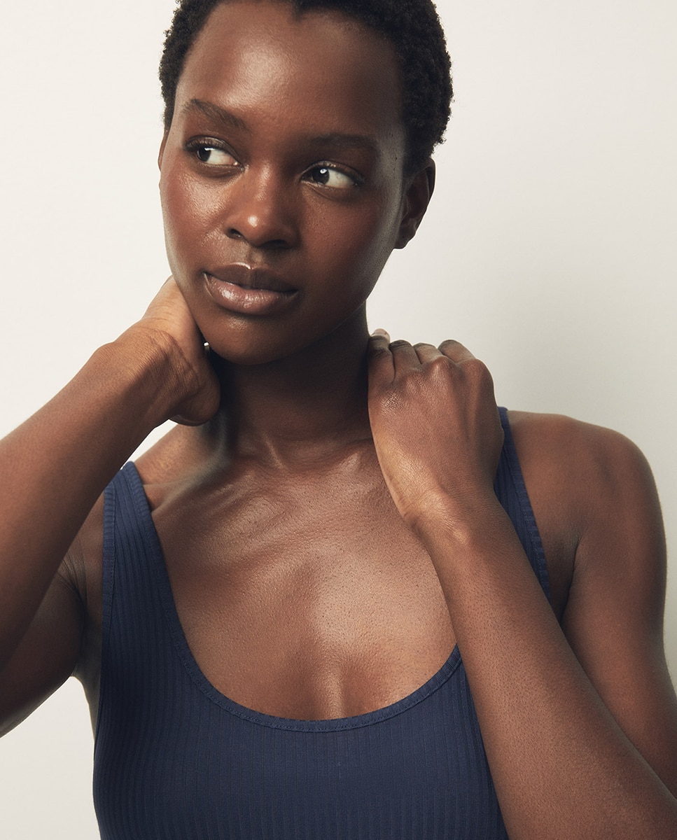 Vestido curto liso Marinho-3