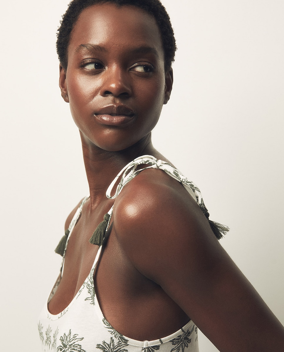 Vestido curto estampado Caqui-3