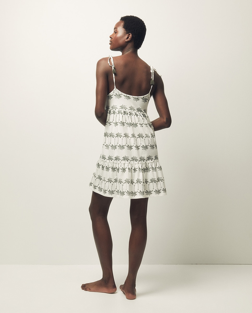 Vestido curto estampado Caqui-4