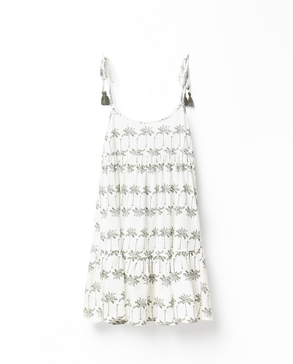 Vestido curto estampado Caqui-5