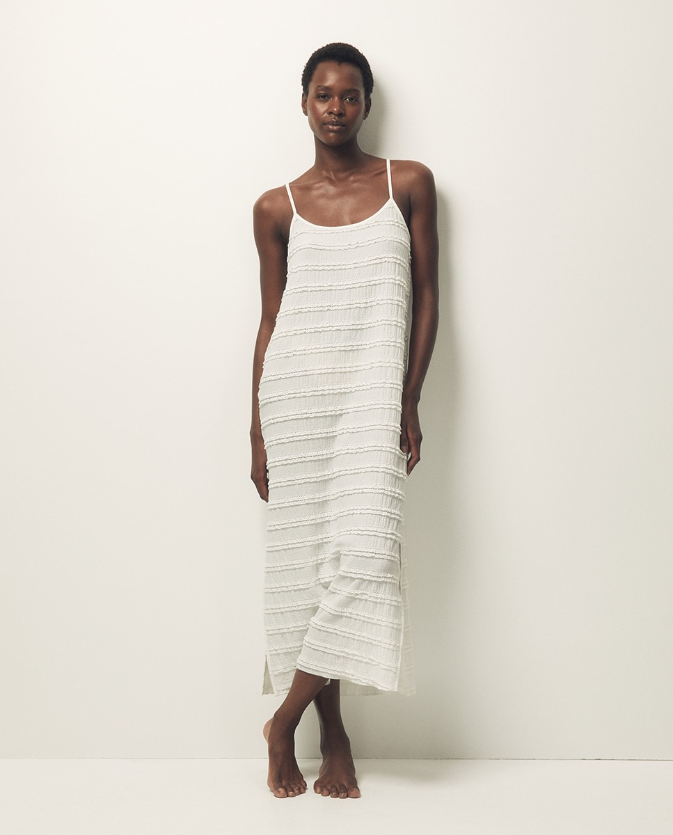 Vestido comprido Branco-marfim-3