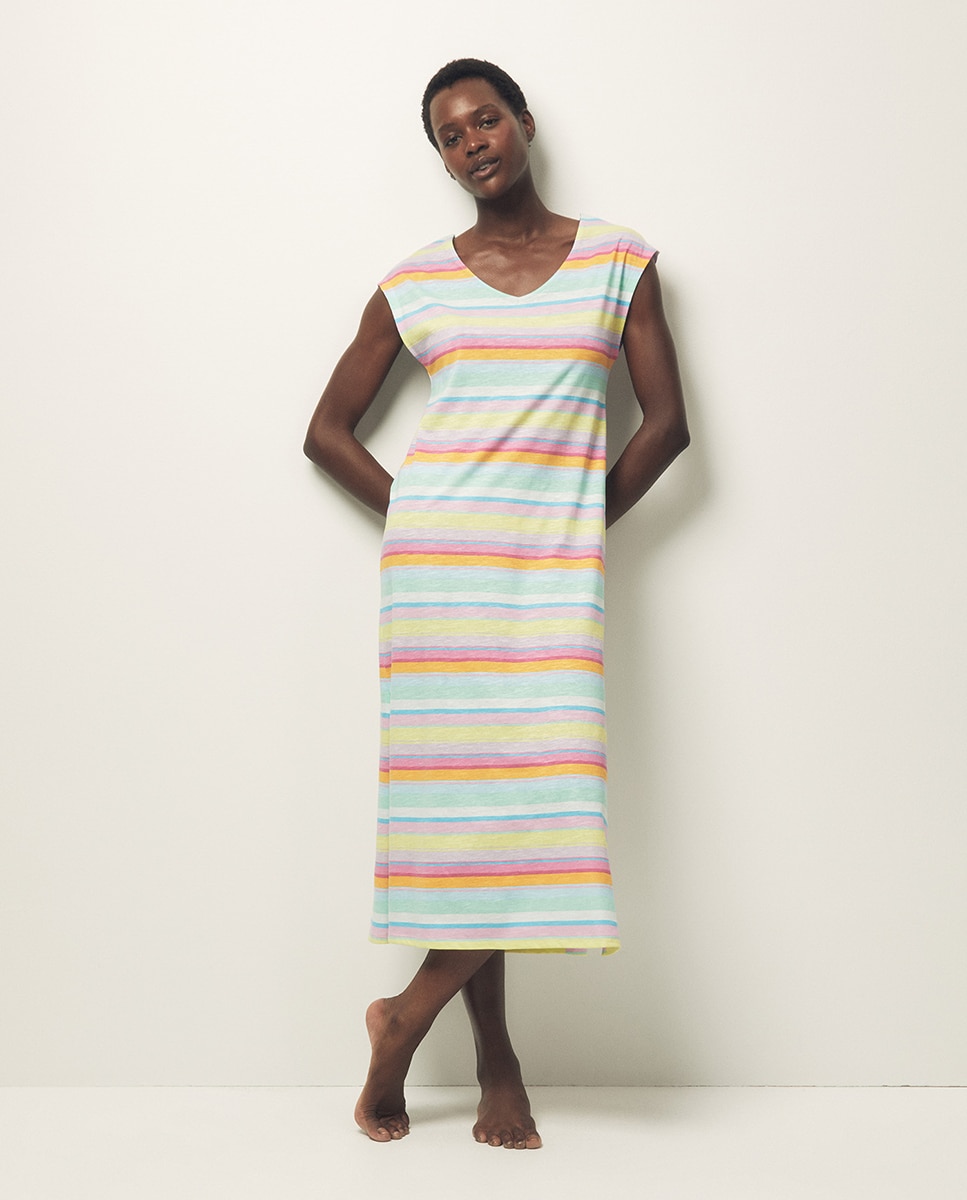 Imagem 0 de Vestido comprido às riscas