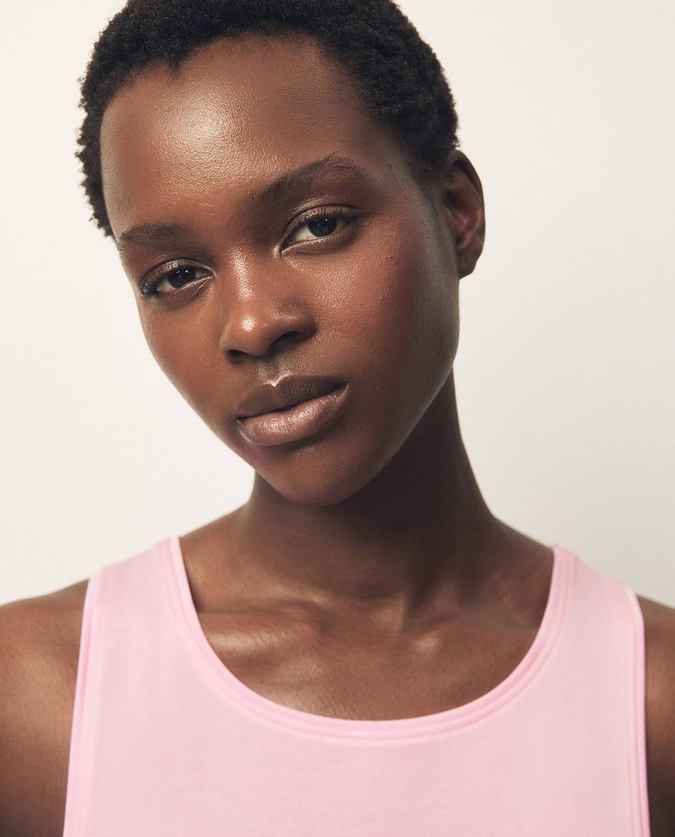 Vestido comprido liso Rosa-2