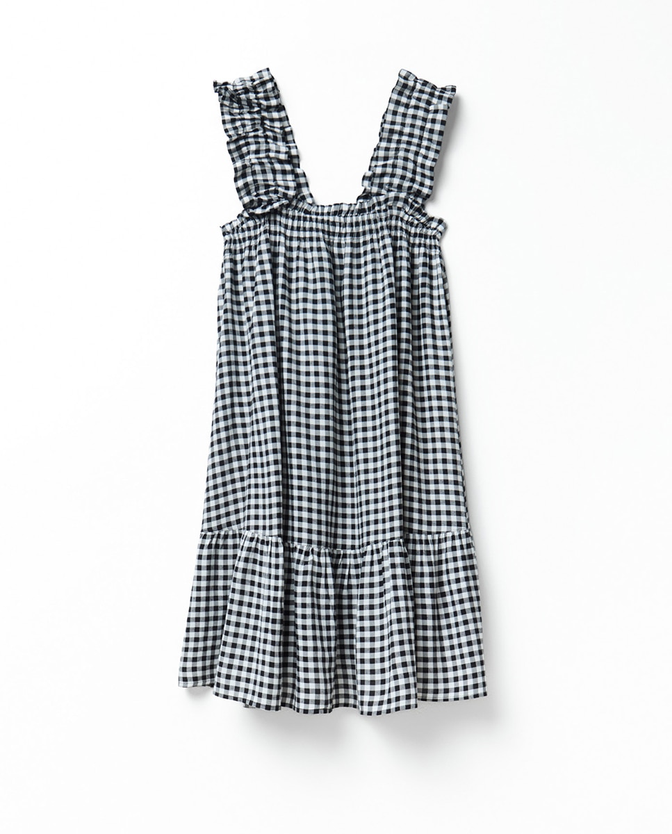 Vestido Curto com Vichy Preto-5