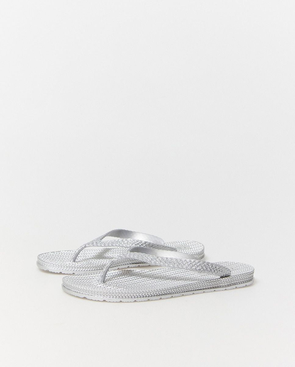 Chinelos com Textura Prata-3
