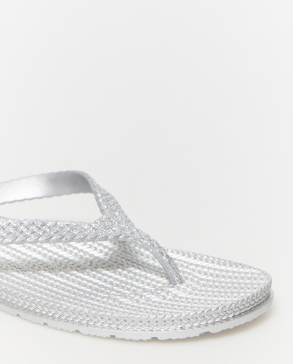 Chinelos com Textura Prata-4