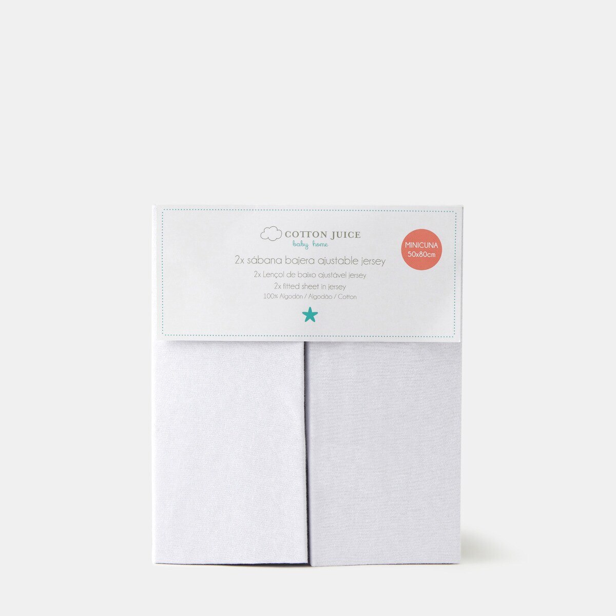 Juego de sábanas Bajeras ajustables Cotton Juice Baby Home pack 2 Jersey (disponible en varias medidas) - Blanco Blanco-3