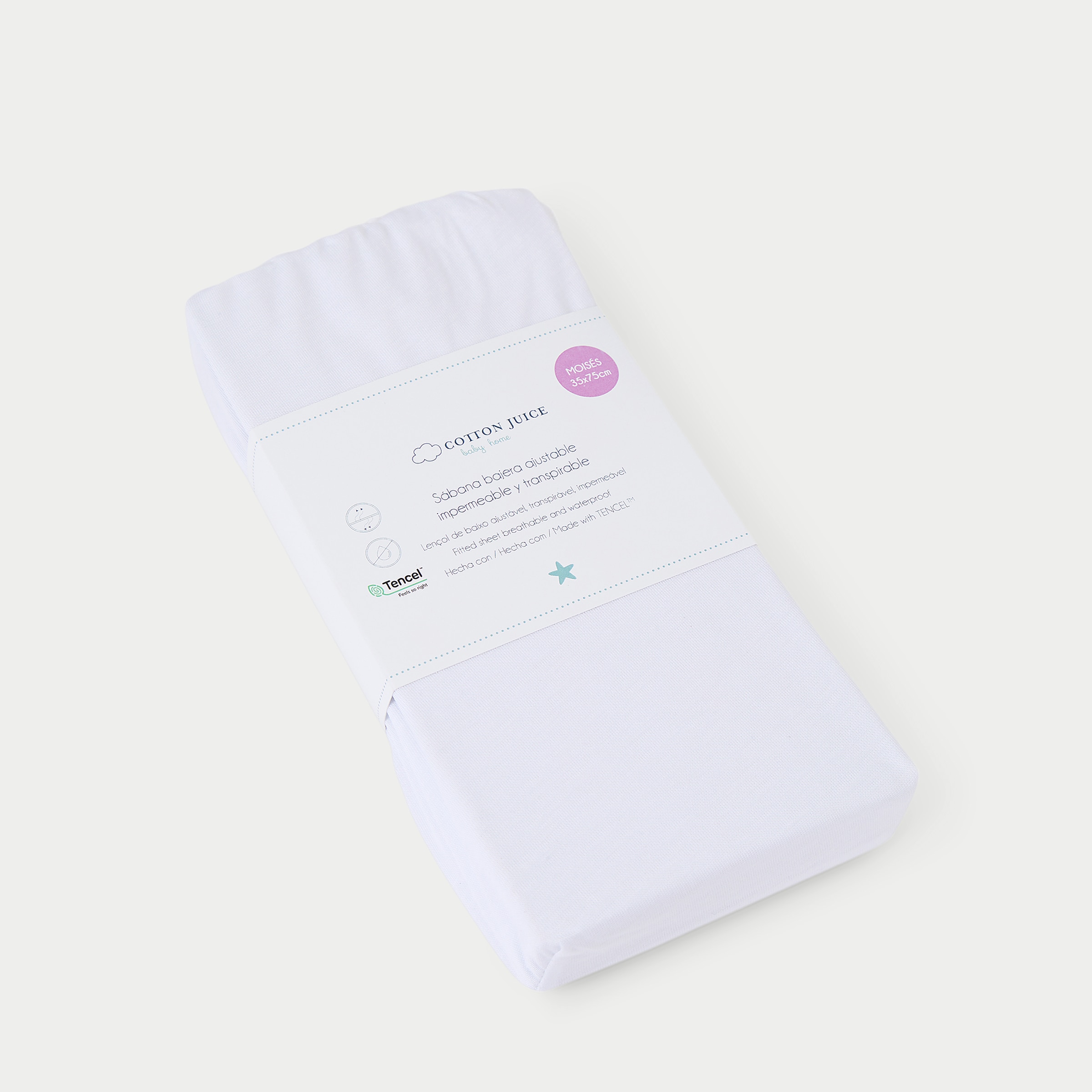 Lençol de baixo ajustável 2 em 1 Cotton Juice Baby Home Tencel (disponível em vários tamanhos) Branco-3